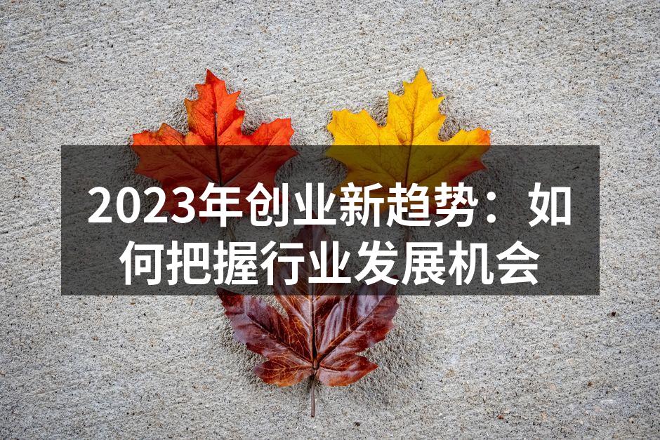 2023年创业新趋势：如何把握行业发展机会