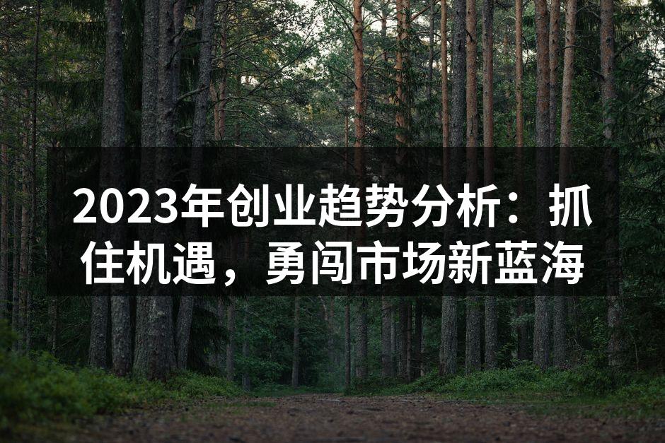 2023年创业趋势分析：抓住机遇，勇闯市场新蓝海